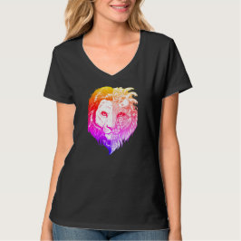 T-shirt O V-pescoço místico mão original das mulheres