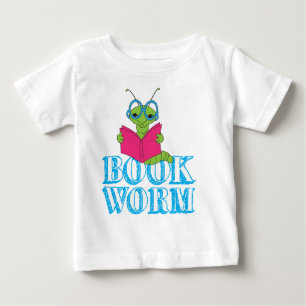 T-shirt O verme do livro verde-brilhante do cartoon