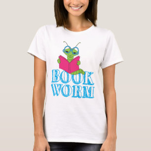 T-shirt O verme do livro verde-brilhante do cartoon