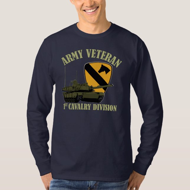 T-shirt ø Veterinário do exército de Cav - tanque verde (Frente)