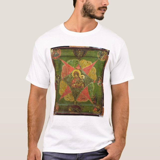 T-shirt O Virgin de Bush ardente, de Monte Athos (Frente)
