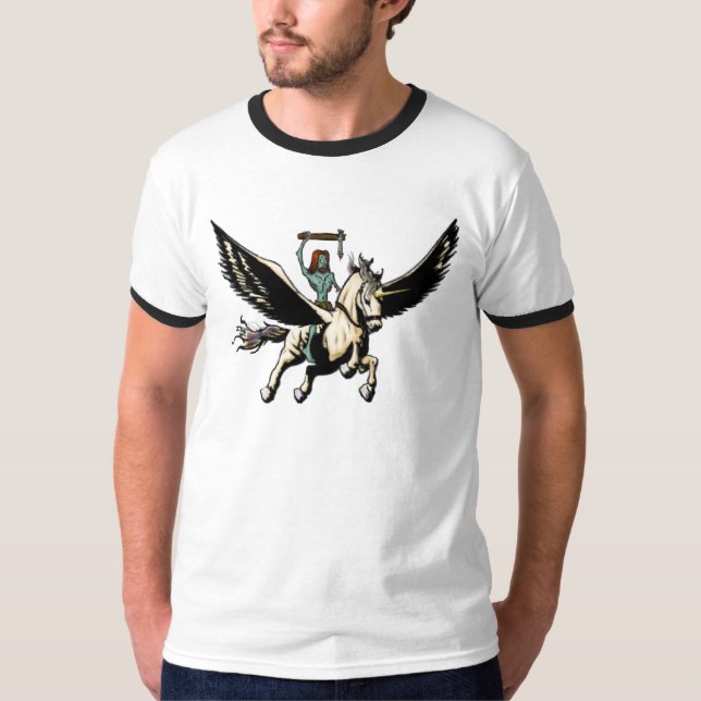 T-shirt O zombi Jesus monta Pegasus à glória (Frente)
