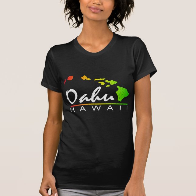 T-shirt OAHU Havaí (design afligido) (Frente)