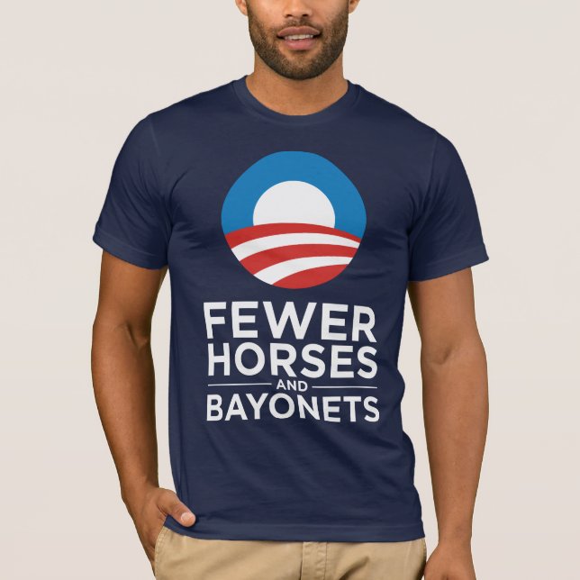 T-shirt Obama Biden 2012 menos cavalos e baionetas (Frente)