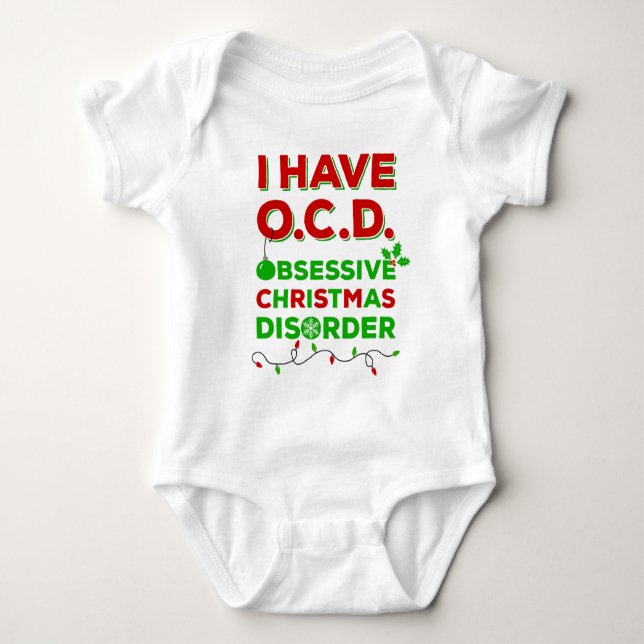 T-shirt obsessivos da desordem do Natal de OCD (Frente)