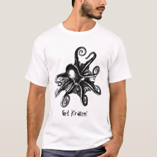 T-shirt Obtenha Kraken! Tshirt de STeampunk do polvo de