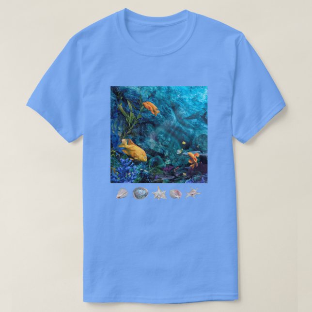 T-Shirt OCEANO AZUL DE PEIXE LARANJA (Frente do Design)