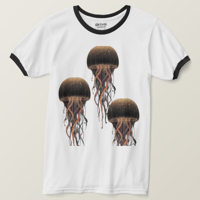 T-Shirt Ocean's Grace: Jellyfish Minimalist Tee (Frente do Design)