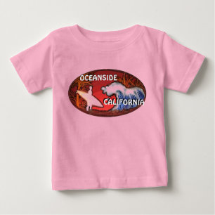 T-shirt Oceanside California surfer ondas de roupas para b