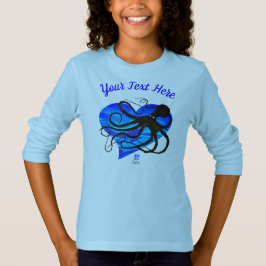 T-shirt Octopus em Dois Tom Azul ▪ - Teto de Capa Longa Bá