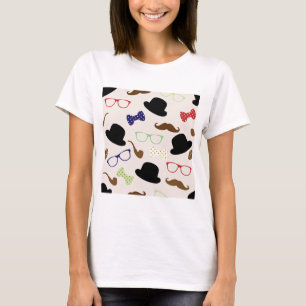 T-shirt Óculos, Chapéus e bigode