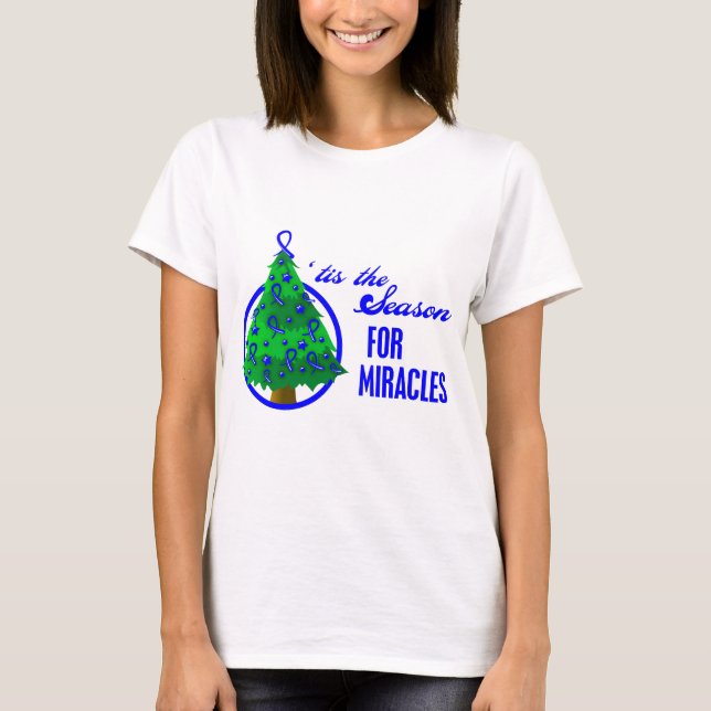 T-shirt Óculos de Natal do Cancer Colon (Frente)