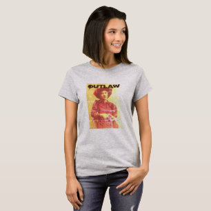 T-shirt oeste selvagem de uma mulher foragida