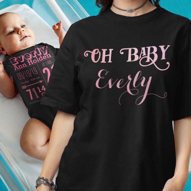 T-shirt Oh Baby Personalizado Rosa Menina (Criador carregado)