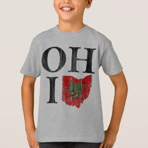 T-shirt OH IO Typografia Ohio Vintage Red Buckeye Nut