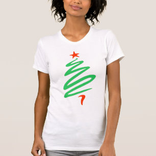 T-shirt Oh o T das mulheres vermelhas do verde da árvore