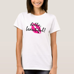 T-shirt Olá Linda com Batom Rosa