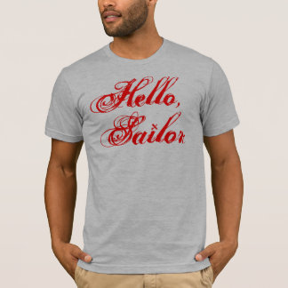 T-shirt Olá!, T do Apertado-ajustado do marinheiro: D