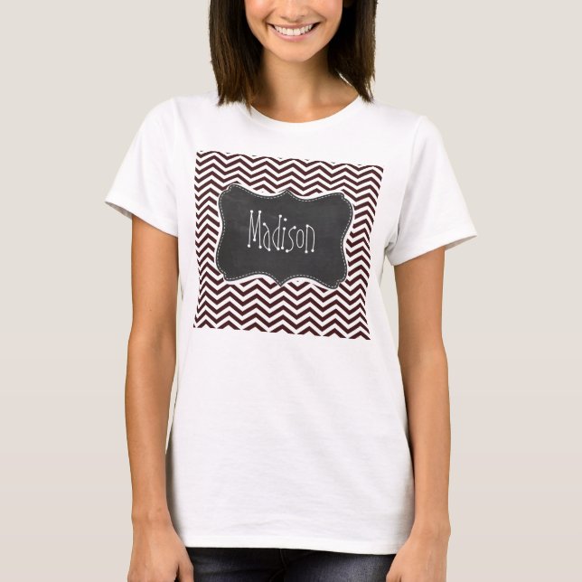 T-shirt Olhar retro do quadro; Sienna escuro Chevron (Frente)