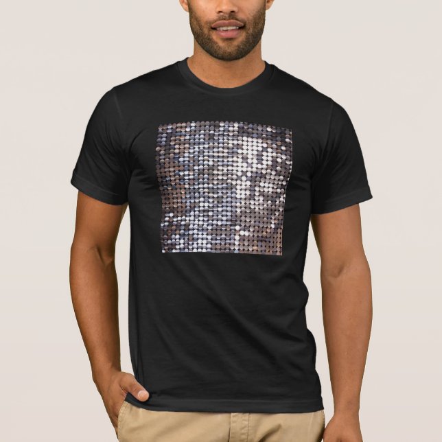T-shirt Olhar Sparkling de prata do Sequin (Frente)