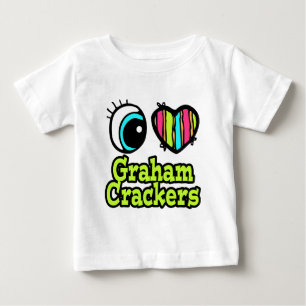 T-shirt Olho Brilhante Coração Eu Amo Biscoitos Graham