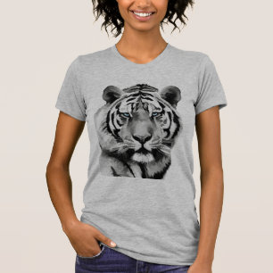T-shirt Olhos azuis preto e branco do tigre