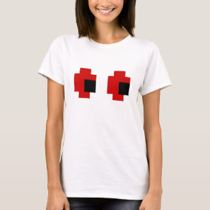T-shirt Olhos Vermelhos Brancos de 8 Bits