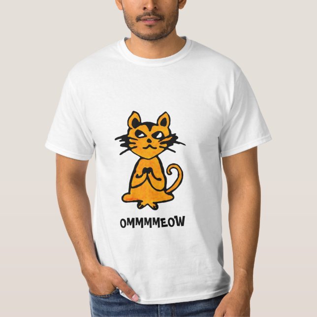 T-shirt Om Cat - Engraçado Yoga T Shirt (homens) (Frente)