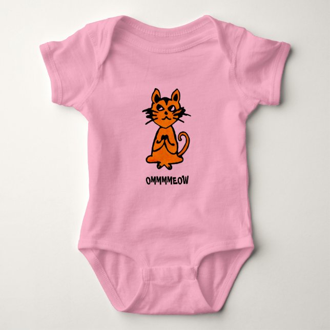 T-shirt Om Cat - Roupas De Ioga De Bebê (Frente)