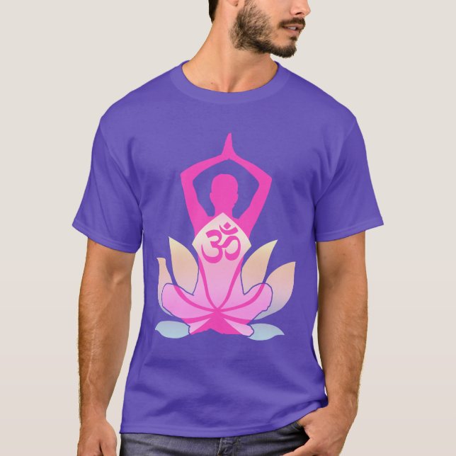 T-shirt OM Namaste Lotus Flower Yoga em roxo (Frente)