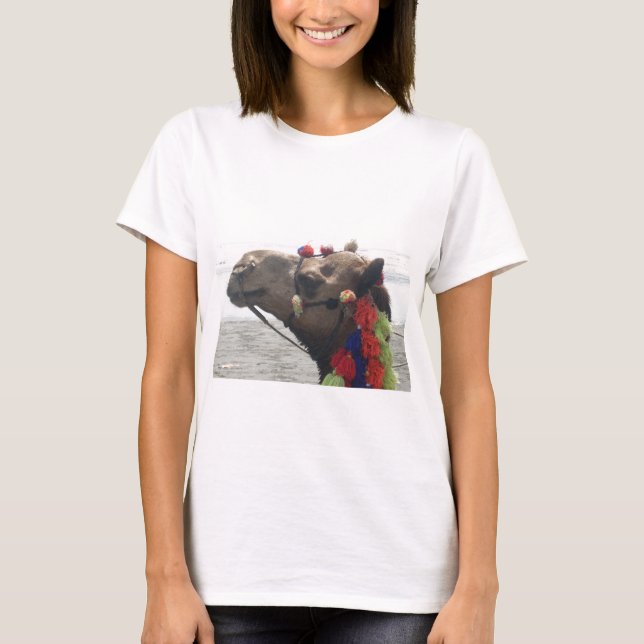 T-shirt Oman Muscat Camel Photo Art Impressão (Frente)