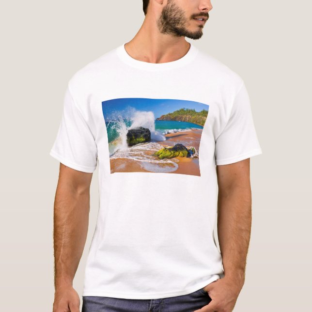 T-shirt Ondas batem na praia, Havaí (Frente)