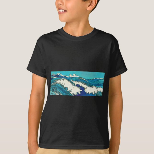 T-shirt Ondas oceânicas PixDezines konen uehara, 上 原 (Frente)