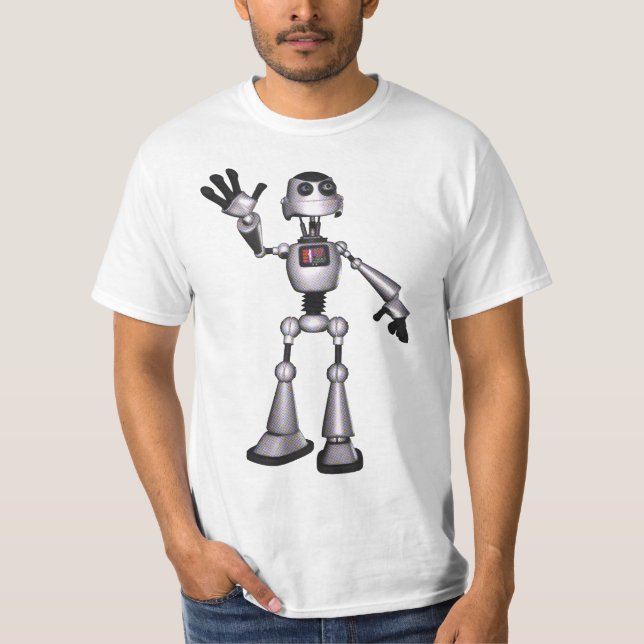 T-shirt ondulação de intervalo mínimo da cara do robô da (Frente)