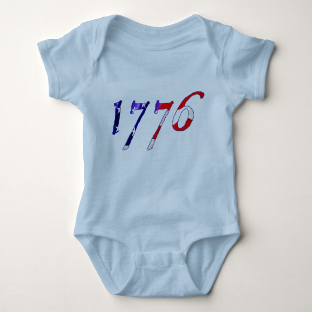 T-shirt Onsie do bebê de 1776 estrelas & de listras (Frente)