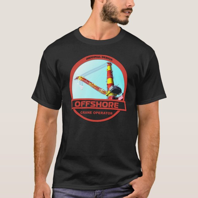 T-shirt Operador de guindaste a pouca distância do mar - (Frente)