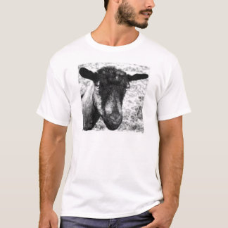 T-shirt Opinião preto e branco da cabeça da cabra da gama