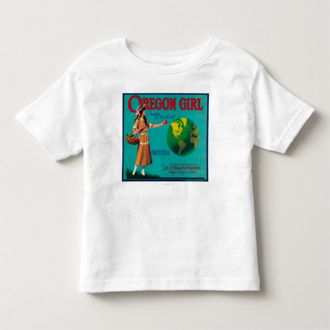 T-shirt Oregon Girl Apple Crate LabelElgin, OU (Frente)