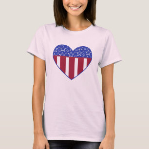 T-shirt orgânico da bandeira do coração dos EUA