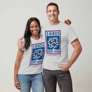 T-shirt orgânico da fazenda da baga de 3 pássaro