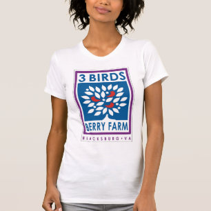 T-shirt orgânico da fazenda da baga de 3 pássaros