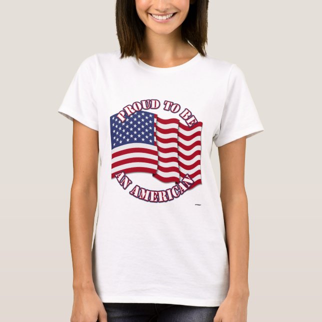 T-shirt Orgulho De Ser Americano Com Bandeira Dos EUA (Frente)