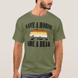 T-shirt Orgulho de Urso Gay Salve um Cavalo Monte um Urso