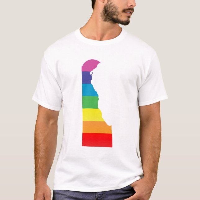 T-shirt orgulho delaware, listrado. (Frente)