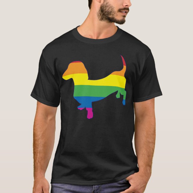 T-shirt Orgulho gay Dachshund/Wiener (Frente)
