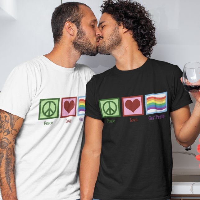 T-shirt Orgulho gay de Paz e Amor (Criador carregado)