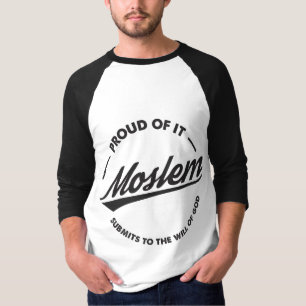 T-shirt Orgulhoso dele Raglan muçulmano