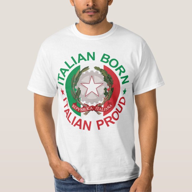 T-shirt Orgulhoso italiano nascido italiano (Frente)