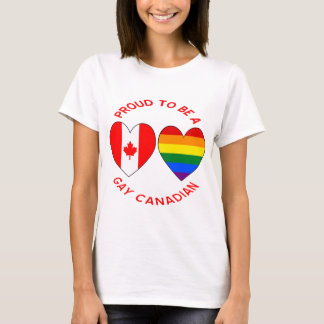 T-shirt Orgulhoso por ser um canadense gay Corações Bandei