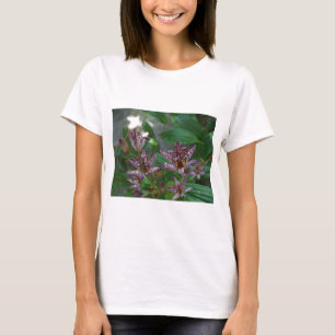 T-shirt Orquídea branca-rosa-púrpura, listrada, como uma f